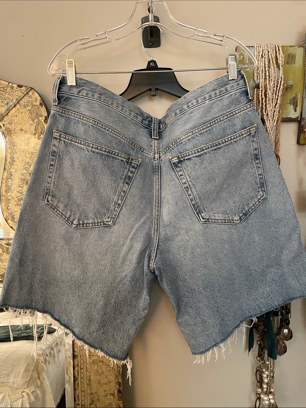 Agolde Light Blue Distressed Denim Cutoff Shorts sz 29 - Picture 3 of 3